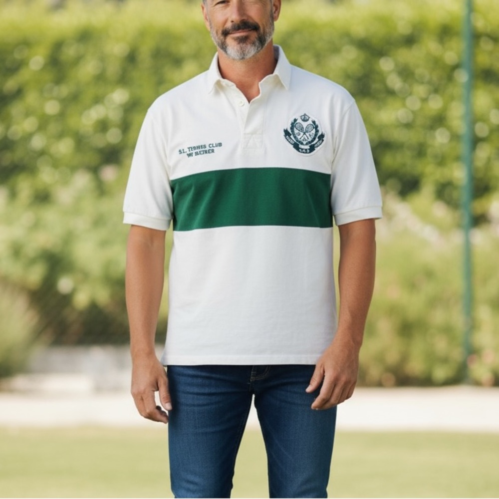Vintage Polo Ralph Lauren RL Tennis Club Rugby Polo Shirt Mens M